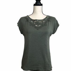 (4️⃣/$25) Talbots | Sz SP Green Lace Short Sleeve T-shirt
